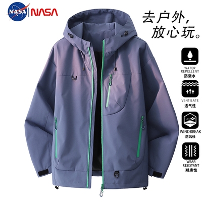 nasa户外冲锋衣女外套2025新款春秋季工装防风防水夹克女内胆黑色