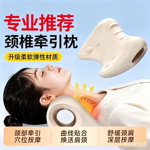 颈椎牵引枕托举器矫正护颈椎压迫神经专用C型按摩枕头反弓枕肩颈