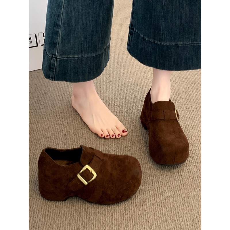 厚底内增高加绒勃肯鞋女2025秋冬新款二棉博肯乐福鞋小个子棉鞋子