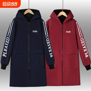 秋冬新款加绒防水工作服罩衣耐磨耐脏连帽劳保大褂围裙男士上班女