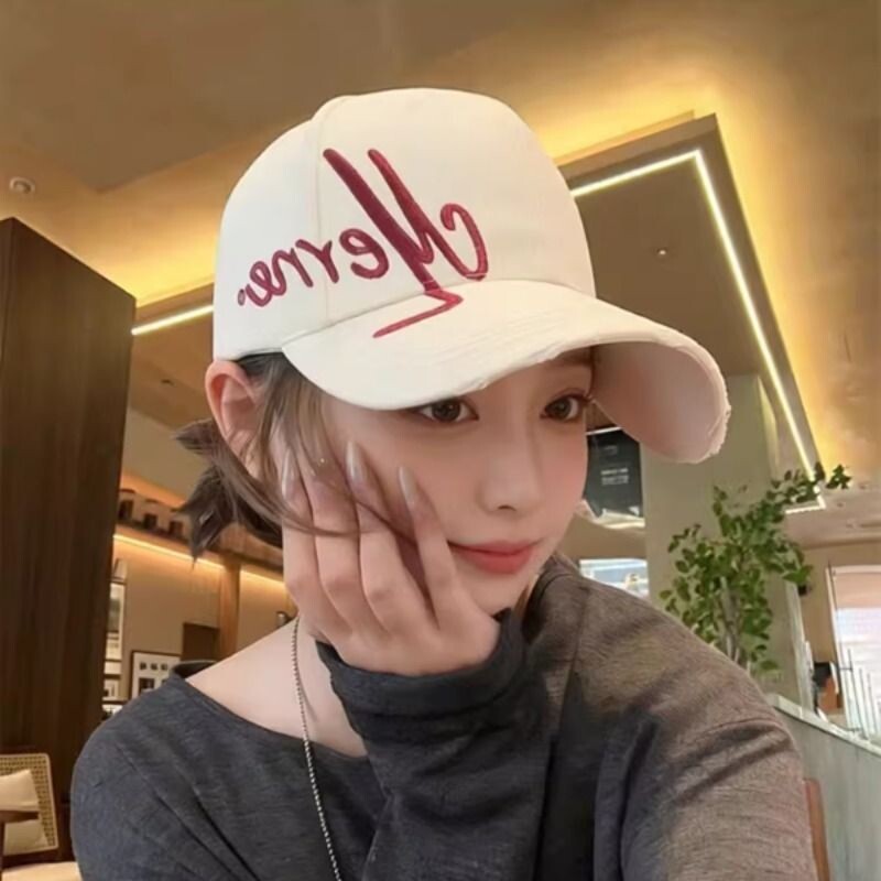 2026新款帽子女大头围字母刺绣棒球帽宽檐遮阳帽鸭舌帽男红色白色
