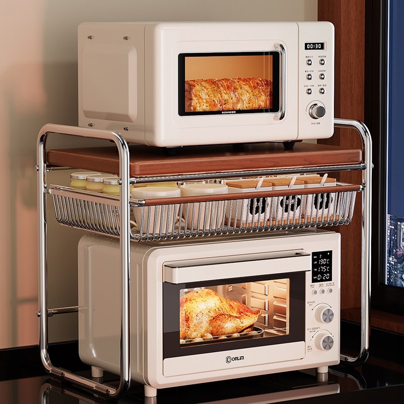 中古微波炉置物架子厨房台面抽屉式烤箱收纳家用多功能电饭煲支架