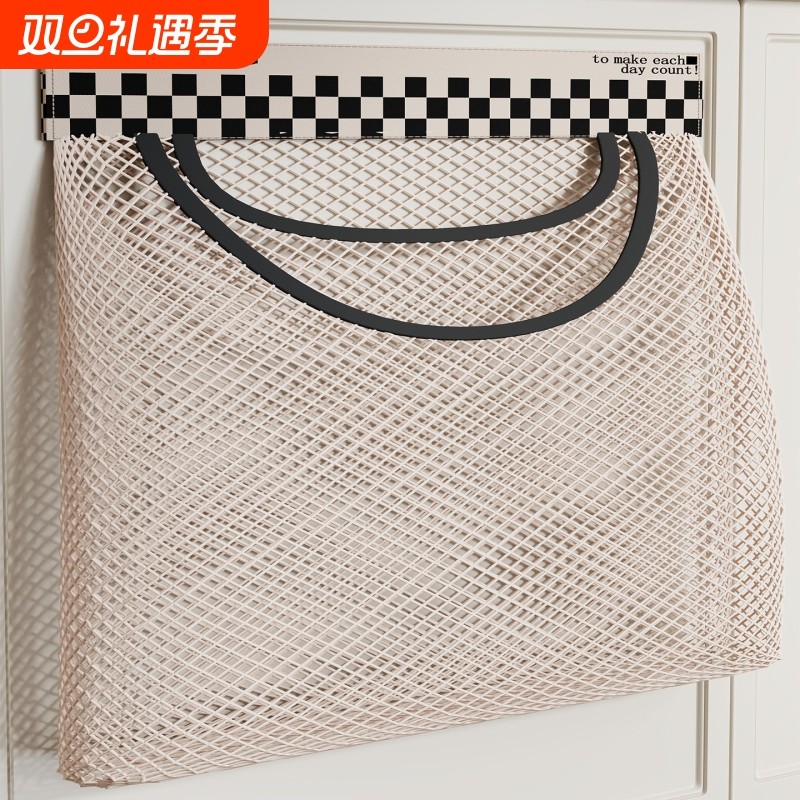 魔术贴收纳网兜厨房垃圾袋收纳神器宿舍墙上壁挂袜子置物袋挂袋