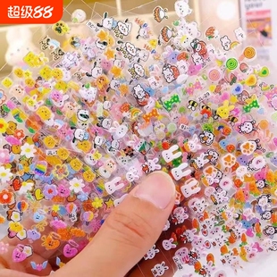 diy高颜值装饰贴学生笔杆透明贴纸批发卡通大合集美甲夜光兔子