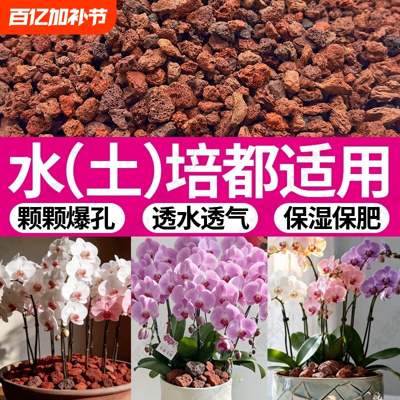 火山石小颗粒养花园艺蝴蝶兰花专用多肉铺面石水培植物鱼缸底砂石