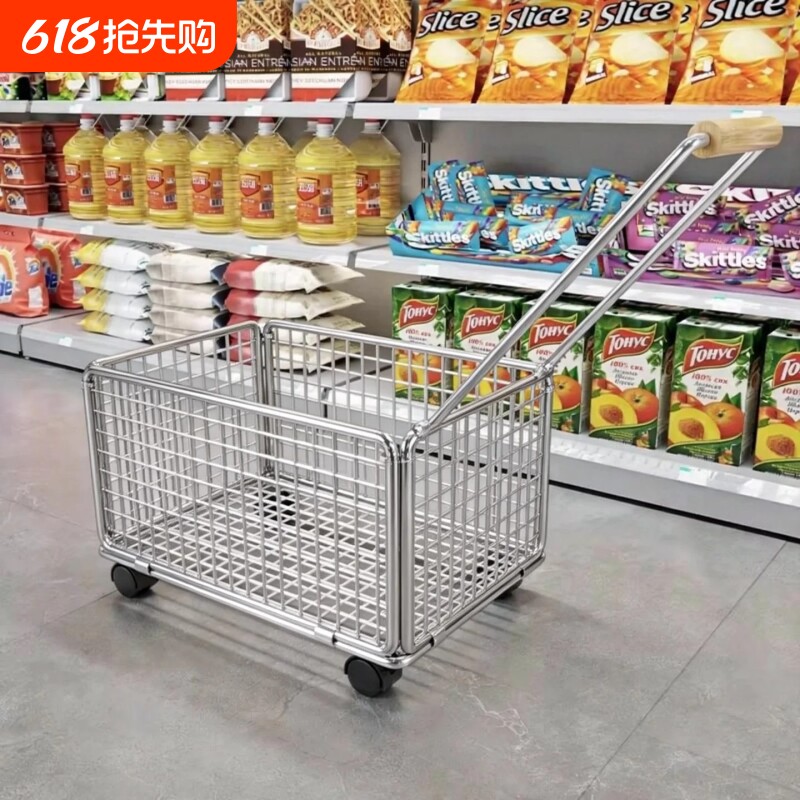 超市购物手推车取快递便携小拉车商场仓库理货客厅家用买菜小推车