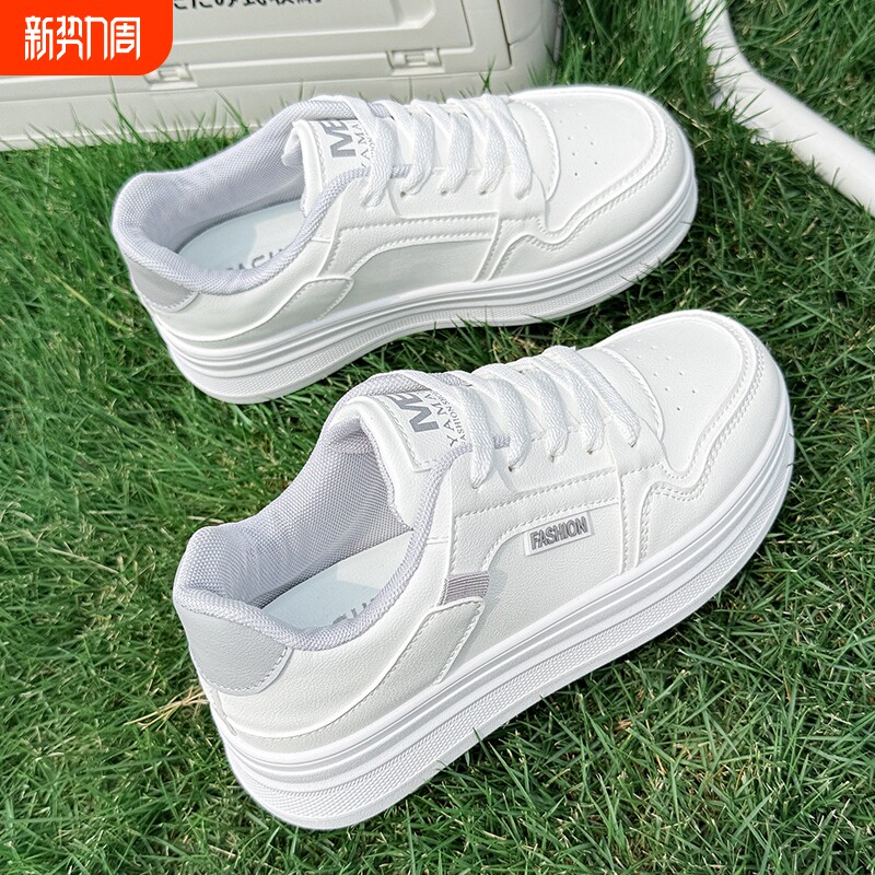 小白鞋子女款2025厚底新款时尚休闲透气运动跑步鞋百搭夏季老爹鞋