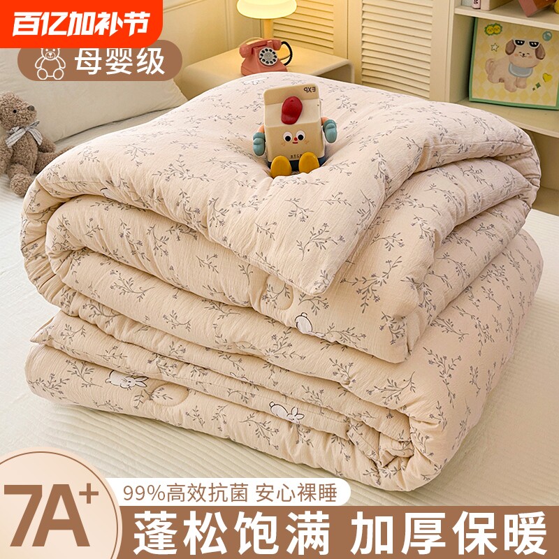 双层纱被子被芯冬被加厚保暖春秋被四季通用学生宿舍单人大豆被套