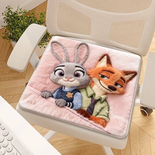 卡通动物城仿羊绒坐垫冬季办公室学生凳子屁垫子保暖垫尼克可拆洗