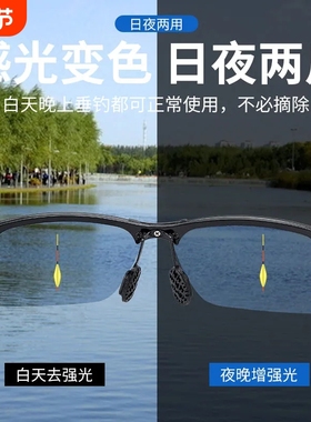 钓鱼开车眼镜高清看漂射鱼开车偏光镜变色日夜用墨镜Y防紫外线户