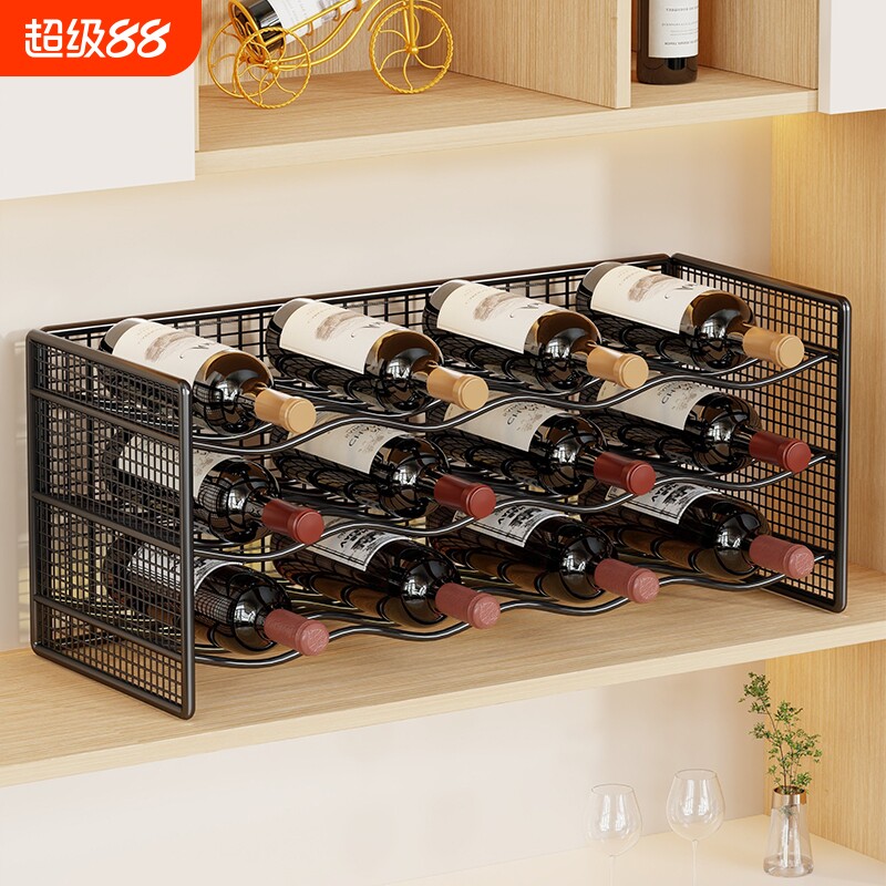 轻奢红酒架高级感酒柜红酒斜放置物架客厅红酒杯酒具摆件展示架子