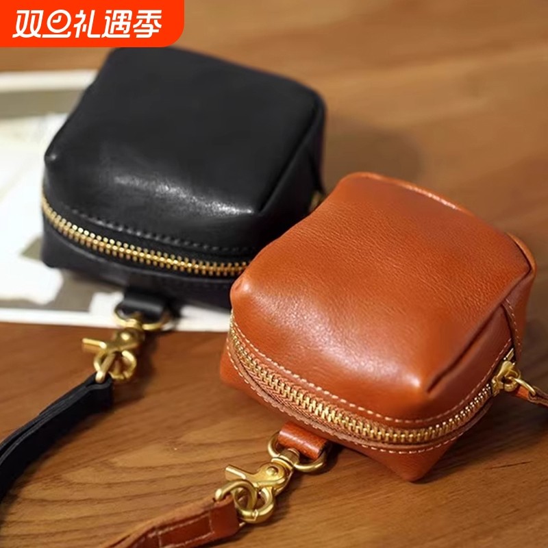 2025新款复古零钱包女迷你做旧拉链挂包随身便携手提耳机包小钱包