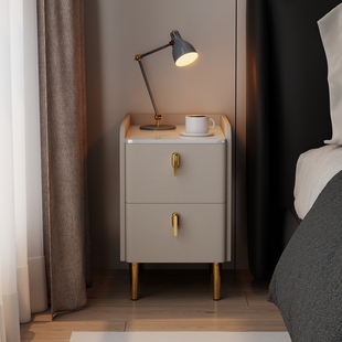 超窄岩板床头柜现代简约实木窄边柜收纳柜出租屋25cm迷你卧室边柜