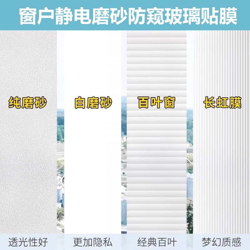 窗户磨砂贴纸透光不透明厕所浴室卫生间防窥防走光贴膜玻璃窗厨房