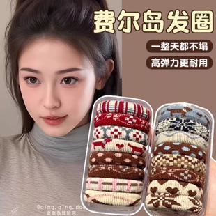 费尔岛头绳女2026新款高端成人扎头发发圈皮筋发绳头饰红色波点