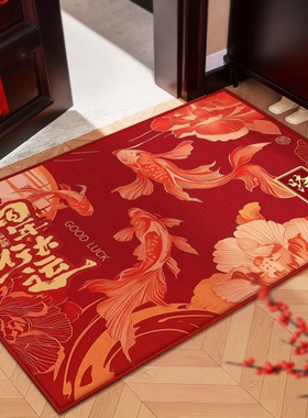 新款进门地垫入户门垫家用门口防滑垫子地毯红色脚垫耐脏门厅新居