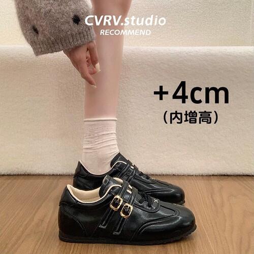复古内增高德训鞋女2026新款春季百搭双扣阿甘鞋运动休闲厚底板鞋