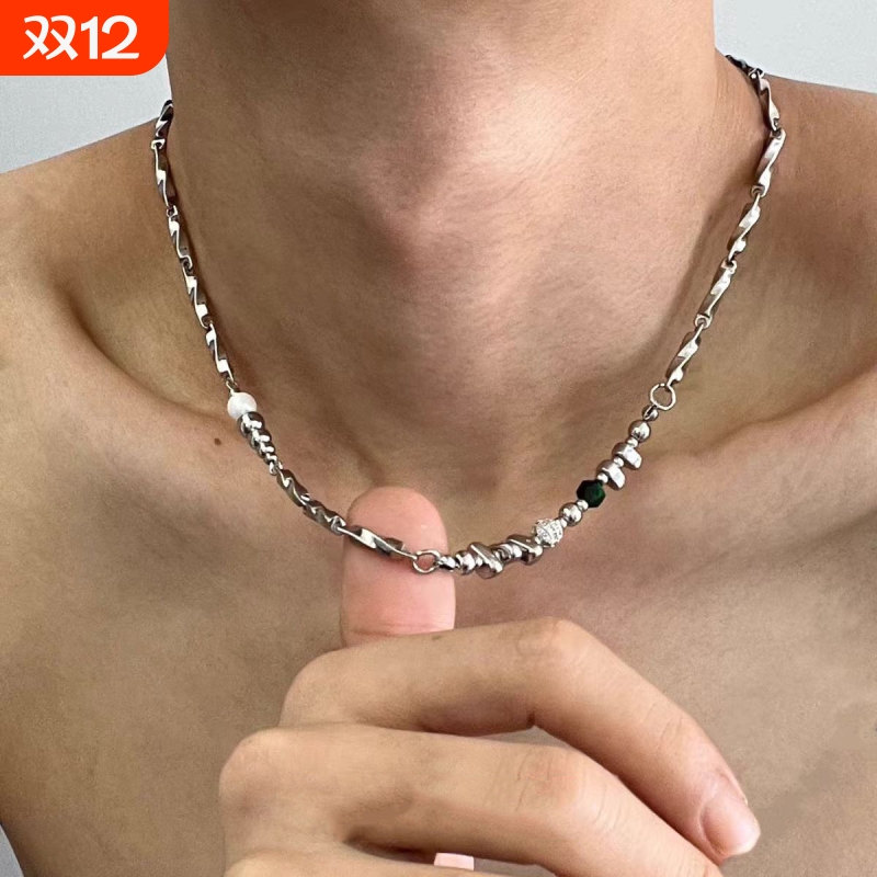 泛洛轻原创不掉色拼接钛钢项链男嘻哈小众高级感锁骨链男士冷淡风