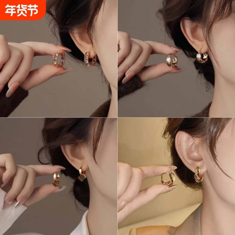 轻奢高级感咖色满钻方形耳扣女复古港风耳环时尚气质百搭超闪耳饰,饰品/流行首饰/时尚饰品新,耳环,淘宝优惠券,粉丝福利购,淘宝优惠卷