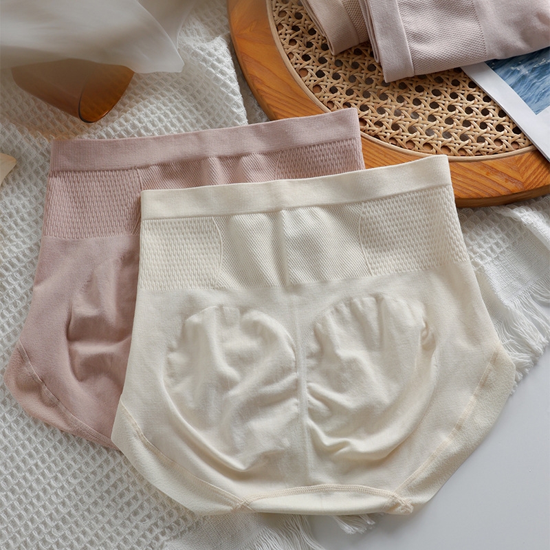 高腰内裤女纯棉3A抗菌艾草裆少女收腹提臀无痕女士三角短裤