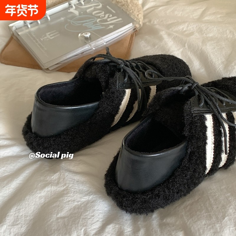 降温不慌@！毛毛鞋女外穿2025新款秋冬两穿加绒豆豆鞋温柔棉鞋,女鞋,毛毛鞋,淘宝优惠券,粉丝福利购,淘宝优惠卷