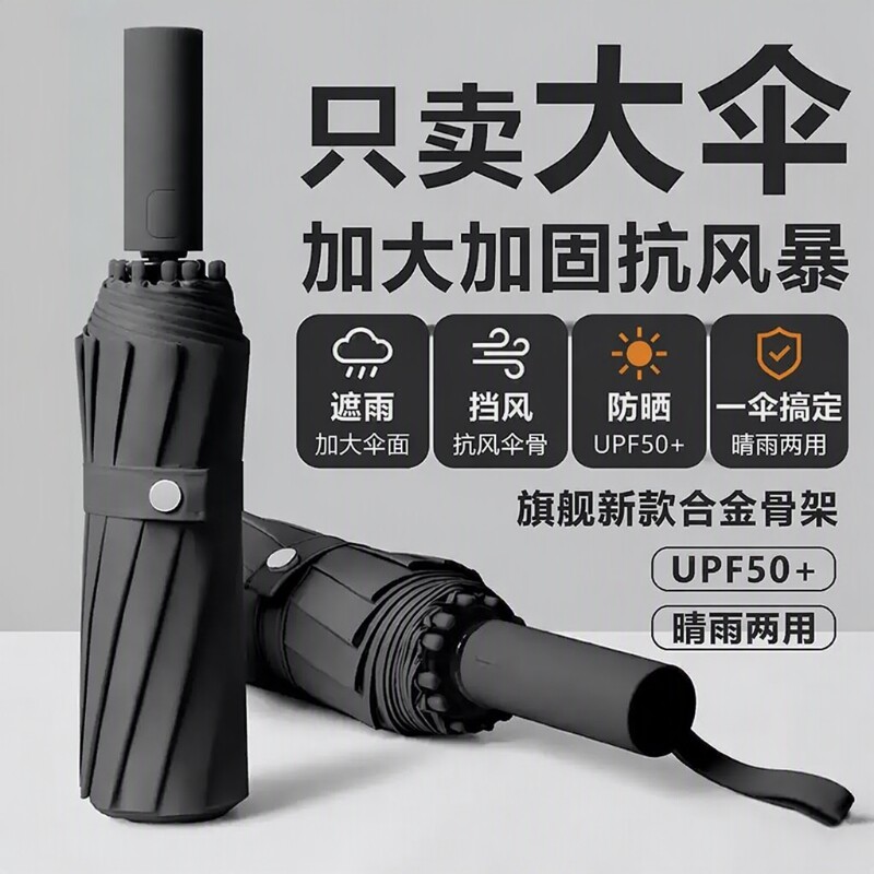 全自动雨伞抗风暴玻璃纤维加大加固晴雨两用遮阳伞防风超大太阳伞