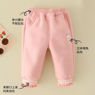 棉裤 冬季 3岁女童小童2026开档休闲卫裤 子0 女宝宝加绒加厚束脚裤
