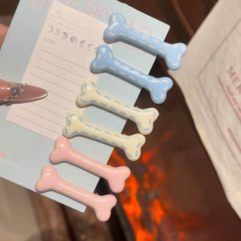 可爱卡通虚线骨头发夹糖果少女百搭侧边鸭嘴夹甜酷学生刘海夹发卡