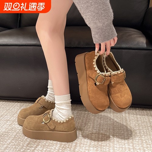厚底增高全包勃肯鞋女2025新款秋季百搭休闲乐福鞋爆款博肯单鞋子