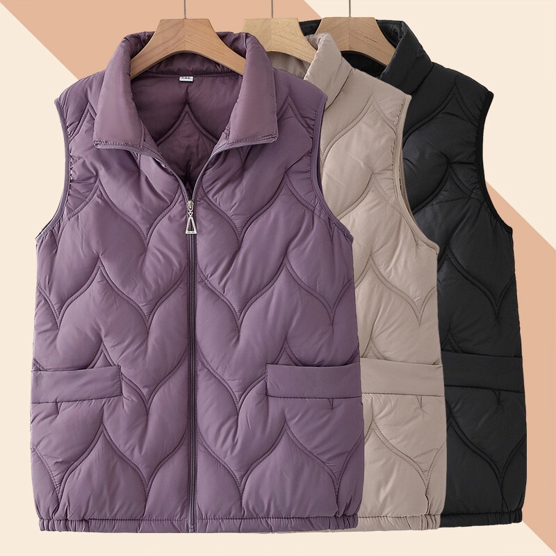 中老年妈妈马甲秋冬季加棉保暖外套女老人坎肩衣服中长款加绒红色