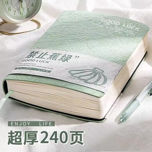 焦虑A5计划本新款笔记本软皮商务简约ins本子加厚学生会议记录本专用考研日记本小众日系横线防水皮面超厚
