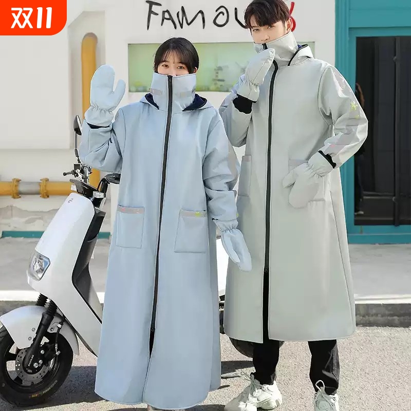 电动车挡风衣冬季保暖加绒加厚防雨防寒骑车电瓶车防风衣服挡风被