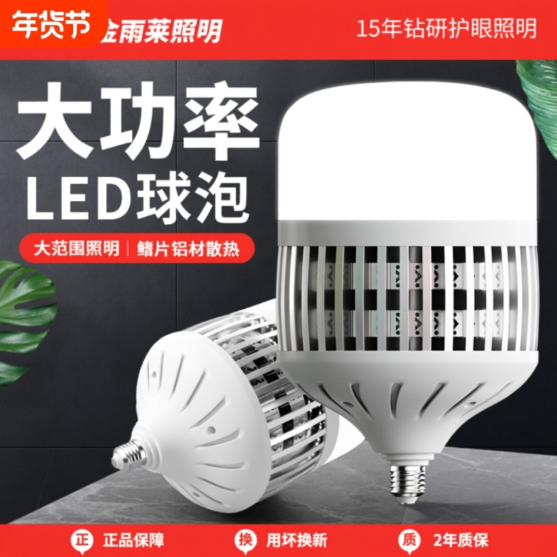 金雨莱大功率灯泡螺口led灯节能家用E27超亮强光照明特亮室内灯