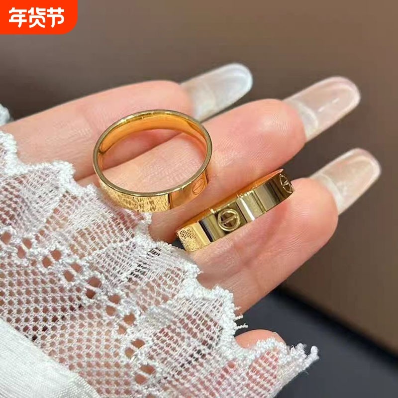 金店同款素圈戒指车花光面仿黄金硬金戒子男女情侣对戒指环