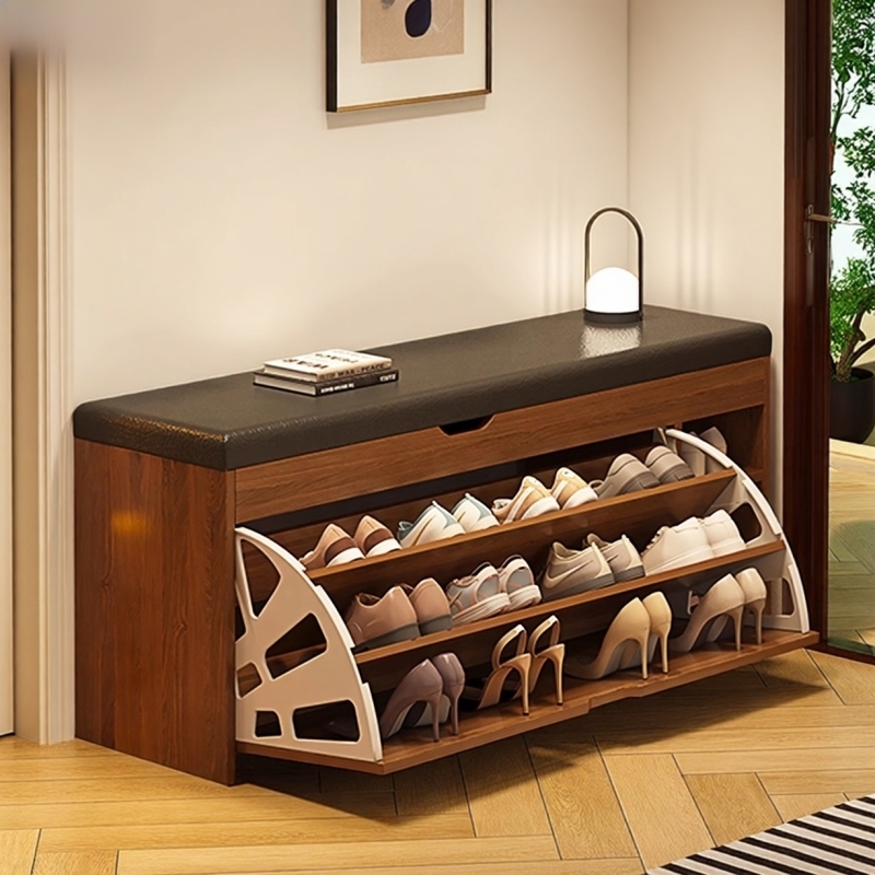 翻斗换鞋凳可坐鞋柜门口家用轻奢高级感入户门靠墙收纳一体鞋架