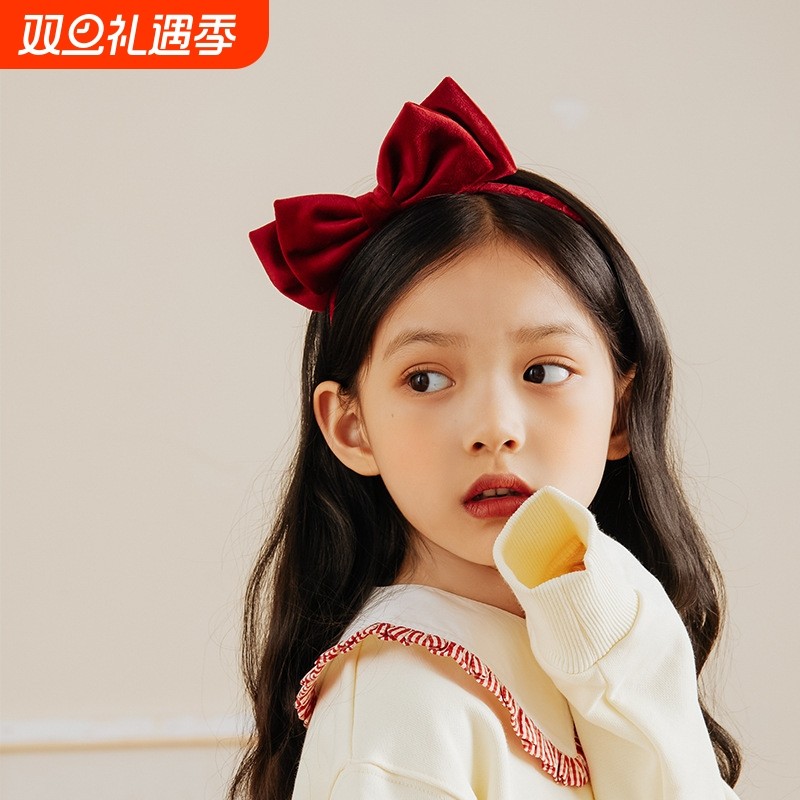 白雪公主发箍韩版丝绒双层蝴蝶结发卡儿童简约百搭时尚头扣亲子款