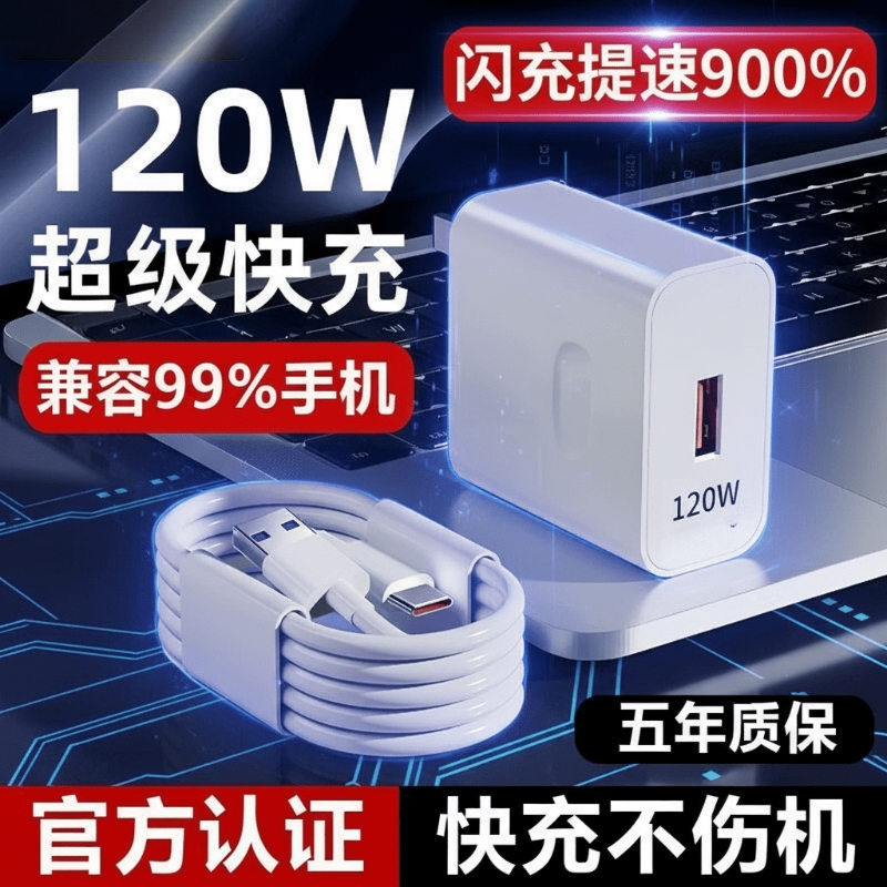 type-c通用手机充电器适用iqoo华为超级闪充头7/8/9pro荣耀原装插头vivo正品套装oppo安卓快充数据线套装