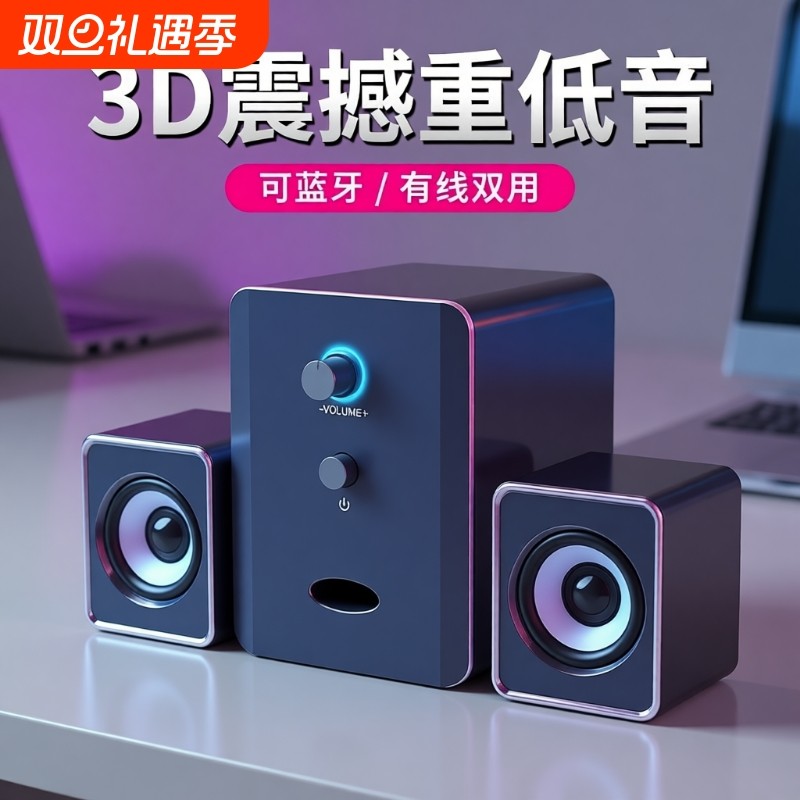 高音质小型台式电脑音箱笔记本家用迷你有线音响大音量超重低音炮