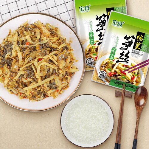 宝食梅菜笋丝竹笋袋装下饭菜开袋即食咸菜榨菜配粥拌面拌饭美味