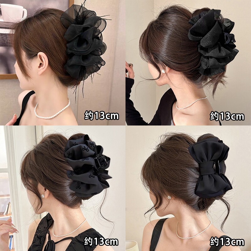 高级感蝴蝶结抓夹女后脑勺发量多盘发发夹大号气质鲨鱼夹发卡头饰