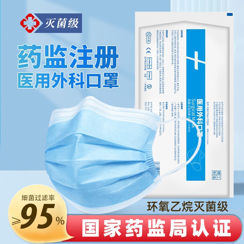 医用外科一次性三层立体单独包装防粉尘灭菌级成人女正规医疗口罩