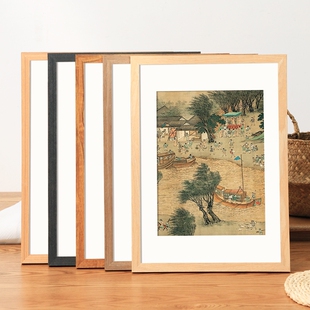 木质相框挂墙原木色画框装裱a4展示A3素描海报油画空框8K开4k制定