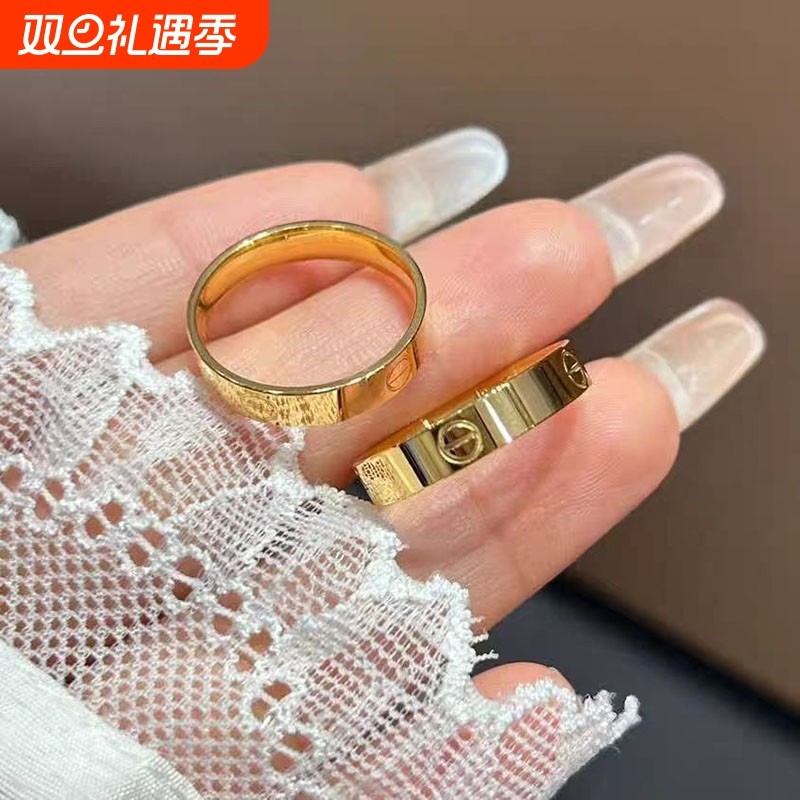 金店同款素圈戒指车花光面仿黄金硬金戒子男女情侣对戒指环