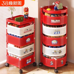多巴胺小推车零食置物架可移动旋转落地家用客厅厨房多层收纳架子