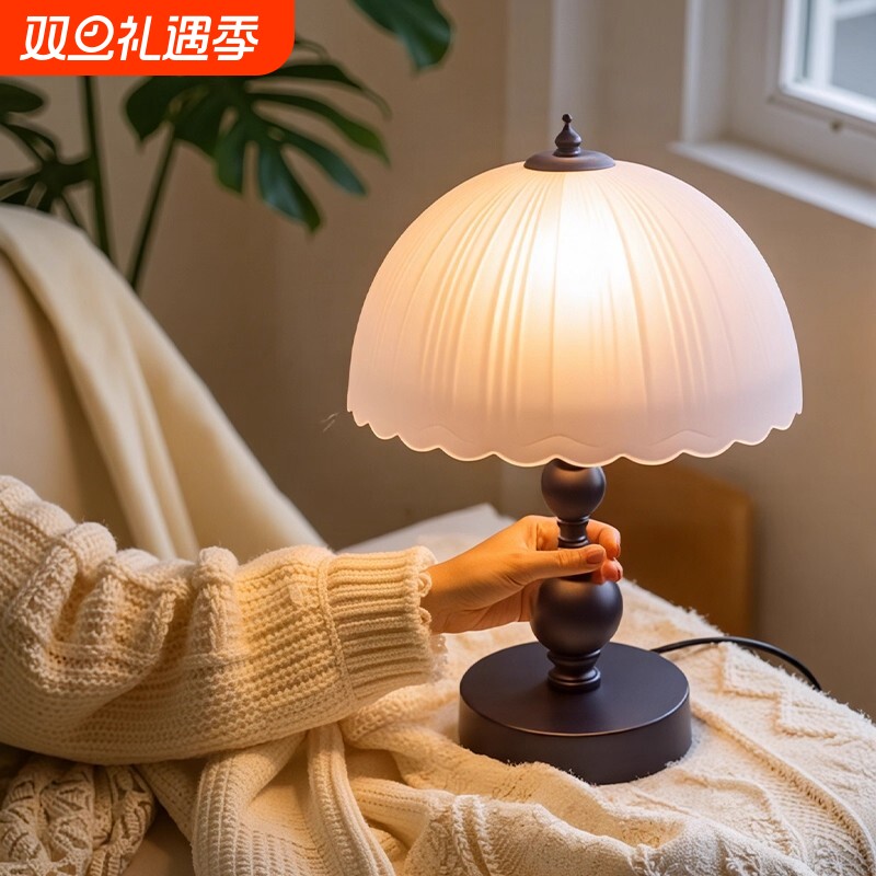 复古台灯小夜灯北欧美式复古装饰灯床头灯温馨罗马柱美式客厅夜灯