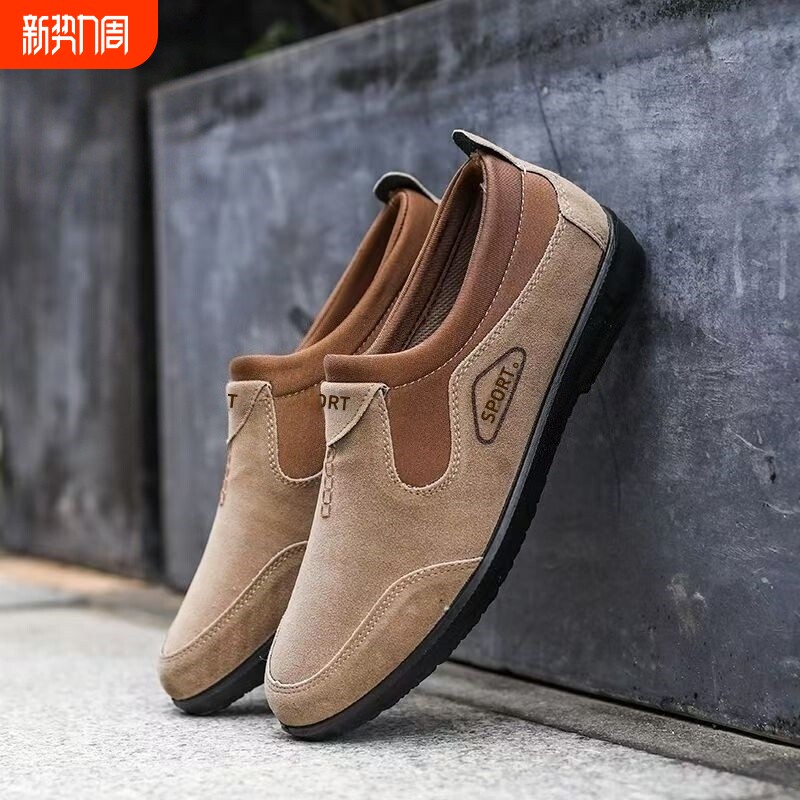 豆豆鞋男一脚蹬懒人鞋秋季新款中老年休闲鞋爸爸鞋防滑软底轻便鞋