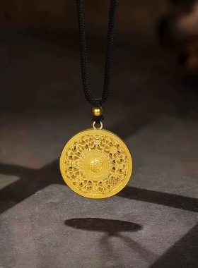 新款爆款仿黄金色吊坠八宝罗盘女生沙金项链编织绳百搭葫芦镀金