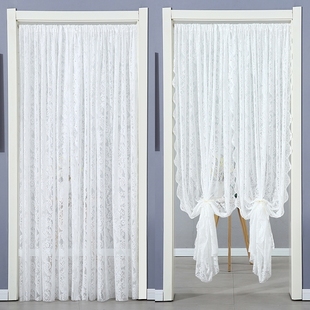 蕾丝遮挡帘卧室门帘隔断帘装饰帘伸缩杆免打孔挂帘纱门帘防蚊通风