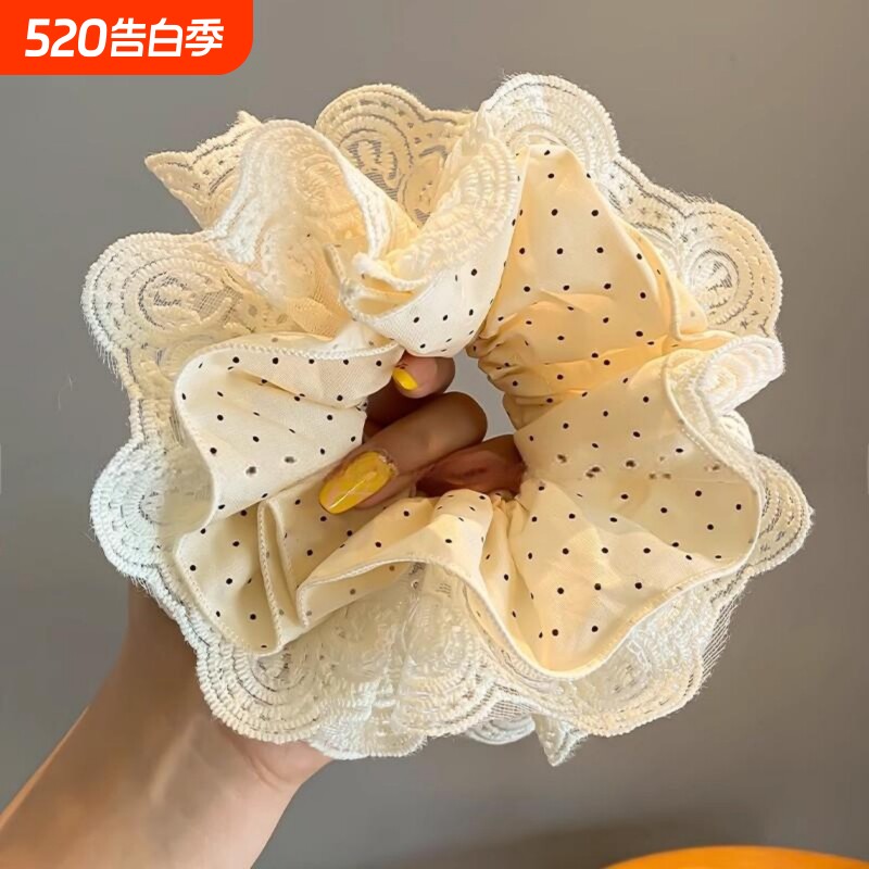 波点高级感蕾丝头花发圈大肠女2025新款日韩公主头饰马尾发绳