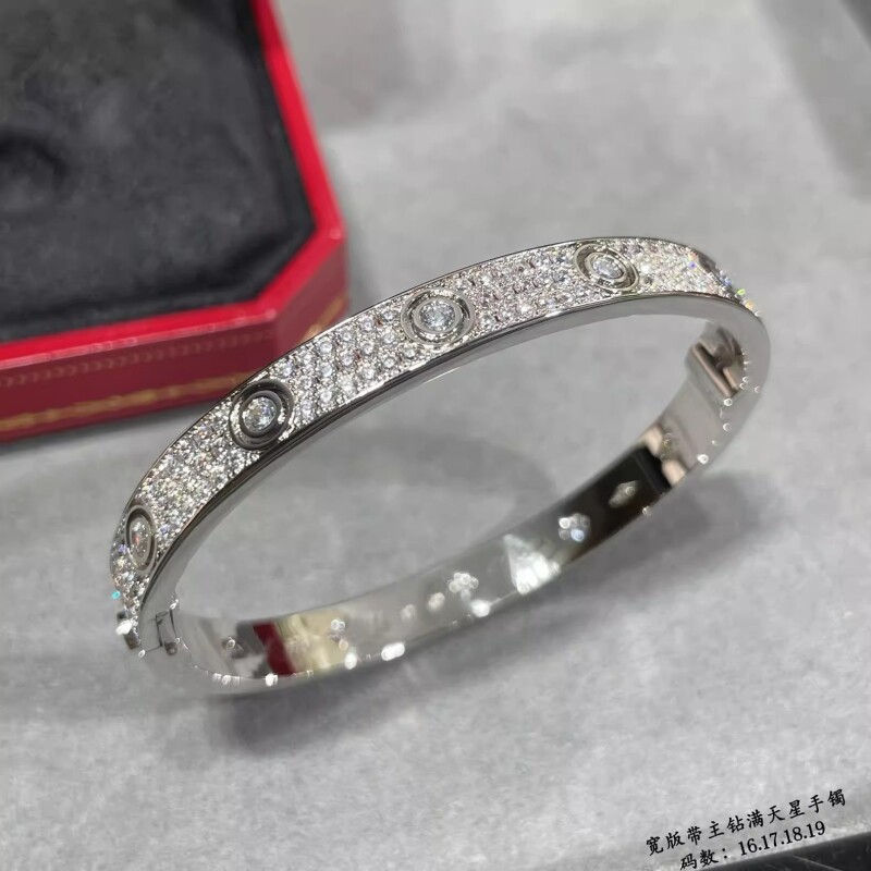 满天星手镯主钻V金镀18K轻奢小众时尚手饰高级感礼物宽版窄版